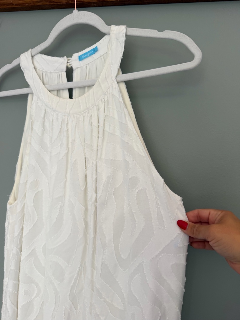 J. McLaughlin Zebra Jacquard Burnout White Halter Sleeveless Maxi Dress - Picture 6 of 16